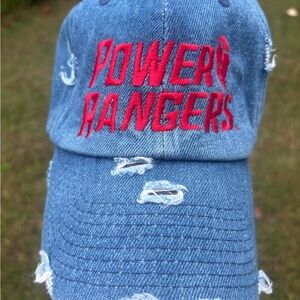 Power Ranger Denim Hat - Blue with Red Logo (Red Power Ranger)